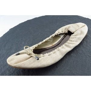 Merona Size 8.5 M Beige‎ Round Toe Ballet Flats Fabric Women